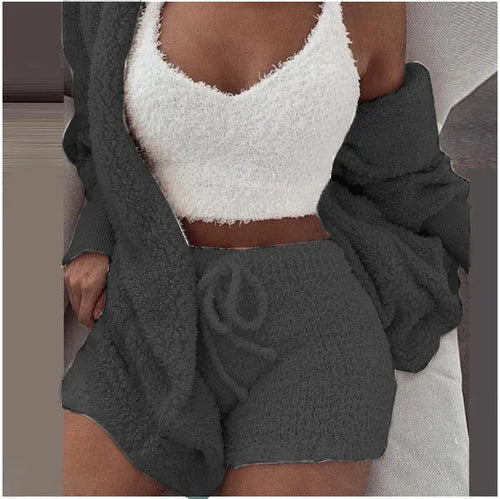 Fluffy Lounge Three Piece Set For Women