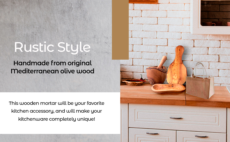 Olive Wood Rustic Mortar and Pestle for Grinding
