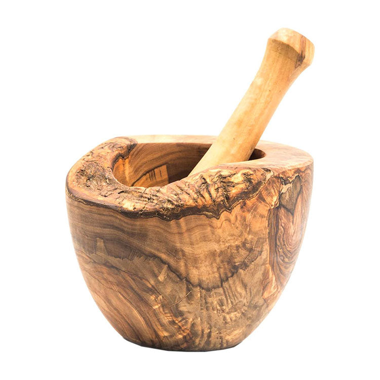 Olive Wood Rustic Mortar and Pestle for Grinding