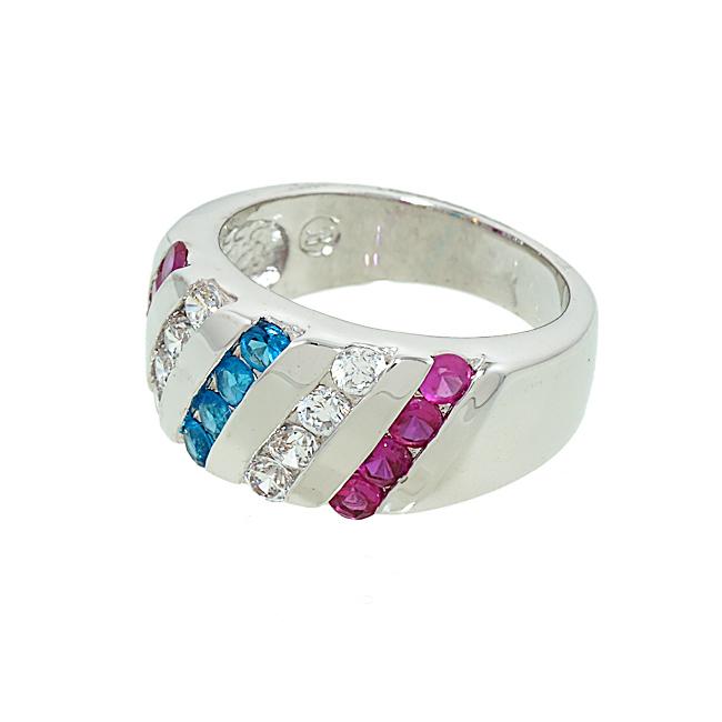 Patriotic Red White and Blue Stone Striped Ring