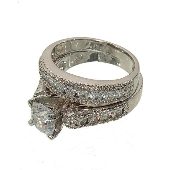 Designer Two-Piece Wedding Set High-Mount Solitaire Rings