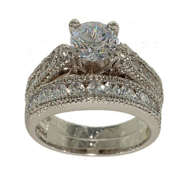 Designer Two-Piece Wedding Set High-Mount Solitaire Rings