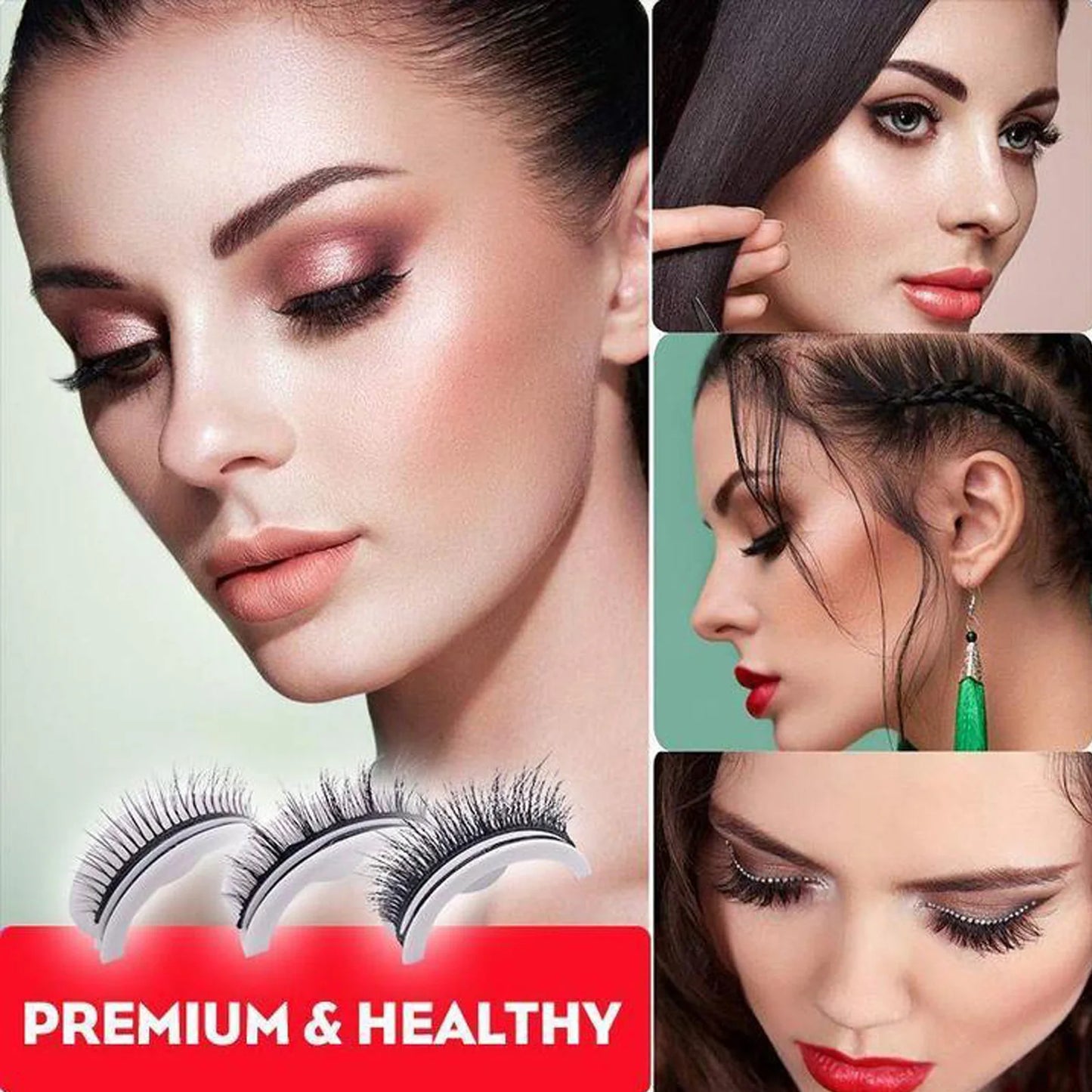 Reusable Self-Adhesive False Eyelashes Natural Multiple reversible