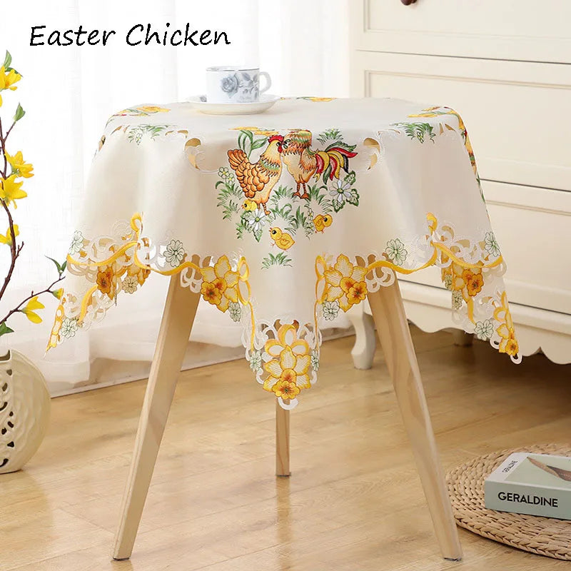 Popular Easter Chicken Embroidery Table Cloth
