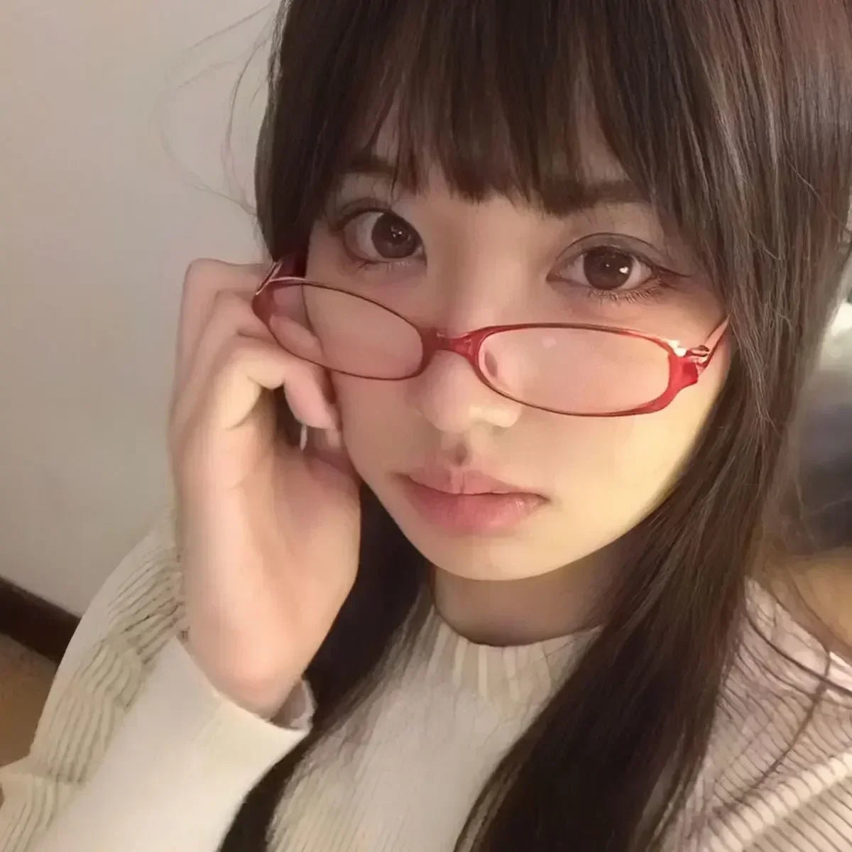Retro Oval Glasses Women Girls Y2K Red Green Frame Glass Eyewear