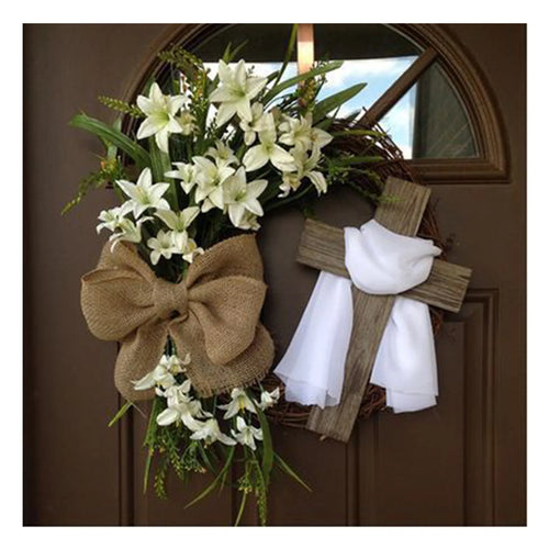 Easter Welcome Cross Wreath