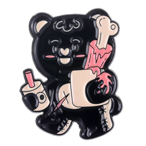 Pink Punk Enamel Pins Custom Skeleton Butterfly Goose Bear