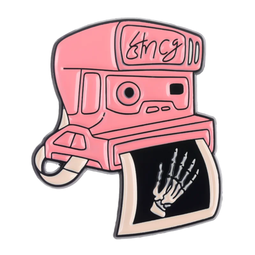 Pink Punk Enamel Pins Custom Skeleton Butterfly Goose Bear