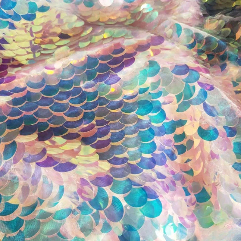 Dreamy Imitation Mermaid Scale Round Sequin Fabric