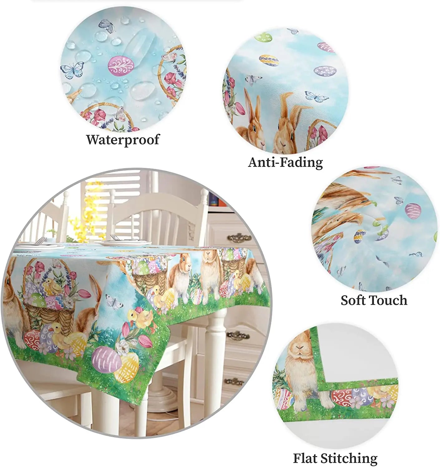 Easter Bunny Waterproof Tablecloth