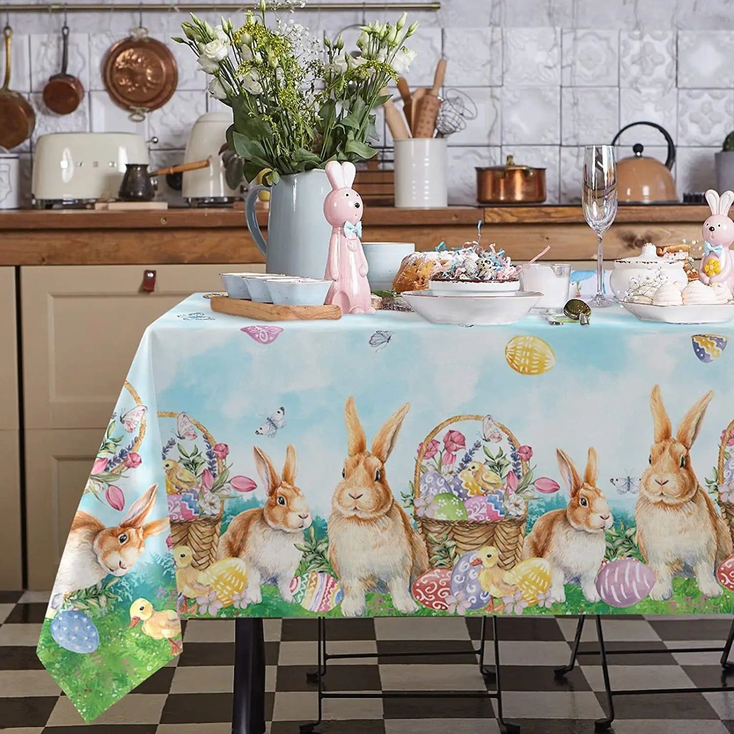 Easter Bunny Waterproof Tablecloth