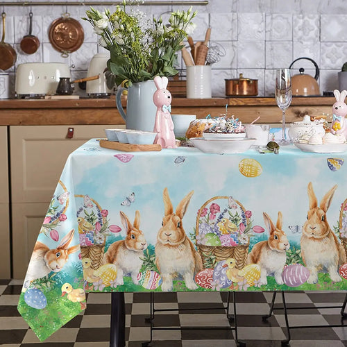 Easter Bunny Waterproof Tablecloth