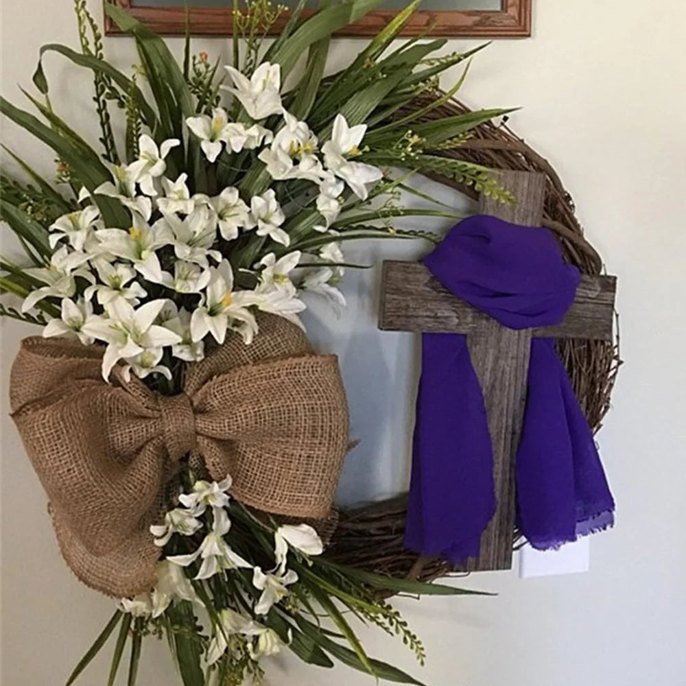 Easter Welcome Cross Wreath