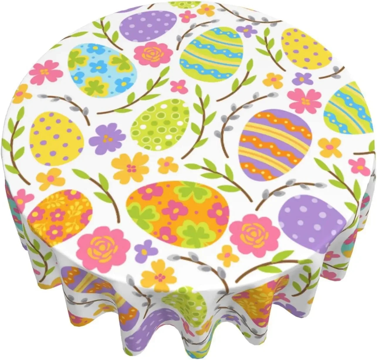 Easter Eggs Tablecloth Round 60 Inch