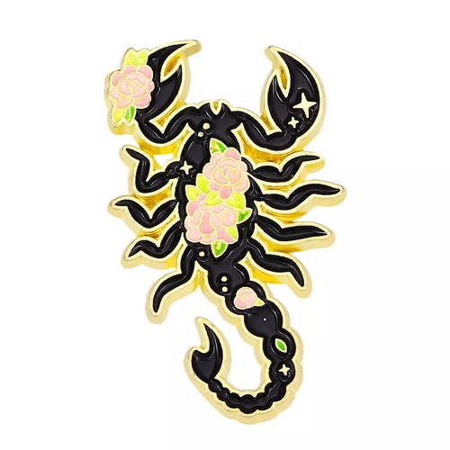 Floral Insects Enamel Pins Custom Nature Moth Cicada Scorpion