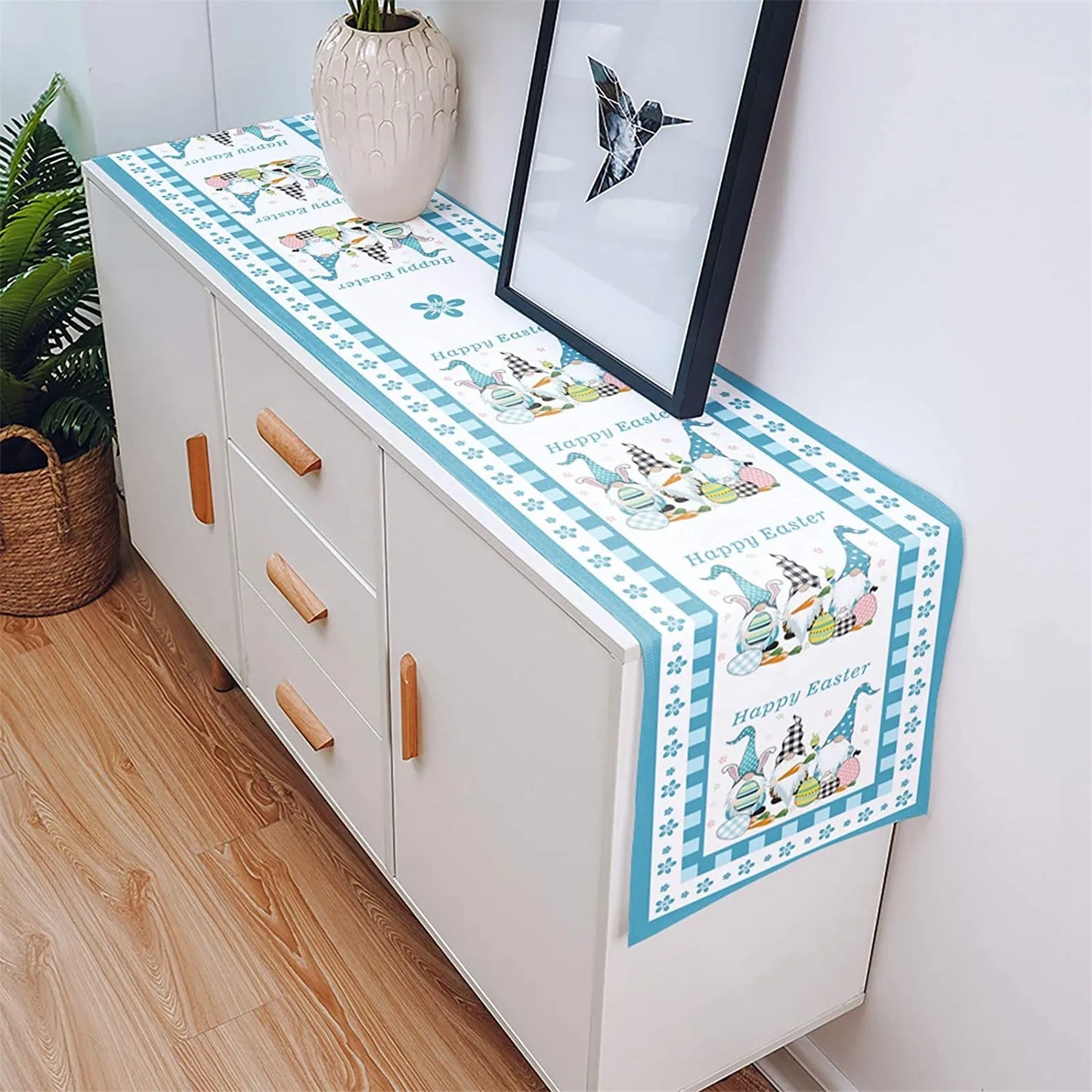 Gnome Easter Cotton Print Table Runner