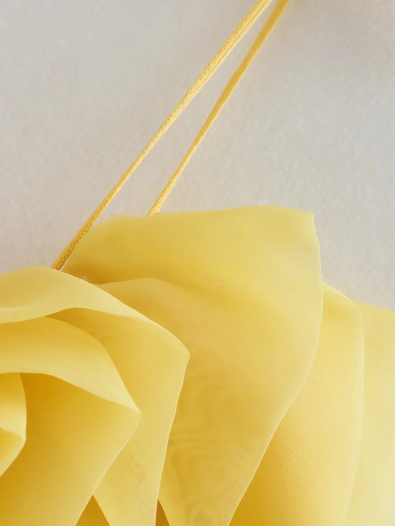 Big Flower Organza Kitted Yellow Crop Top Cami for Women