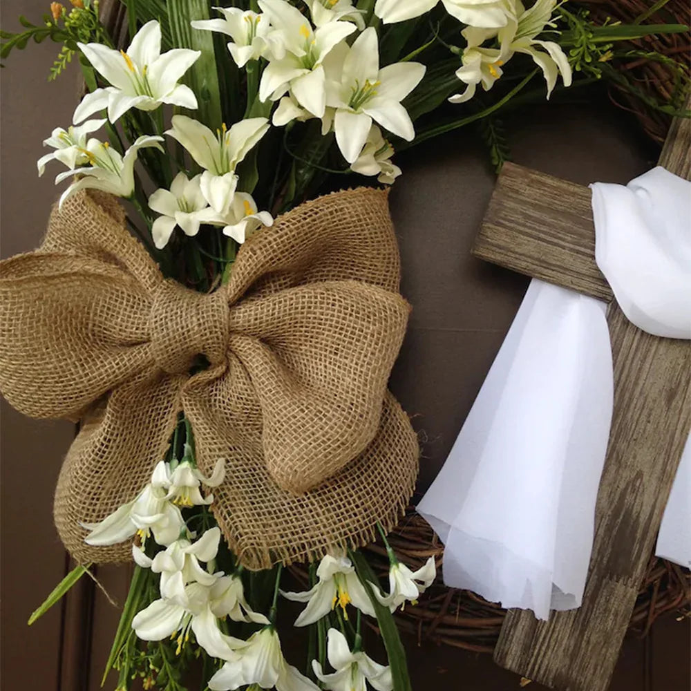 Easter Welcome Cross Wreath