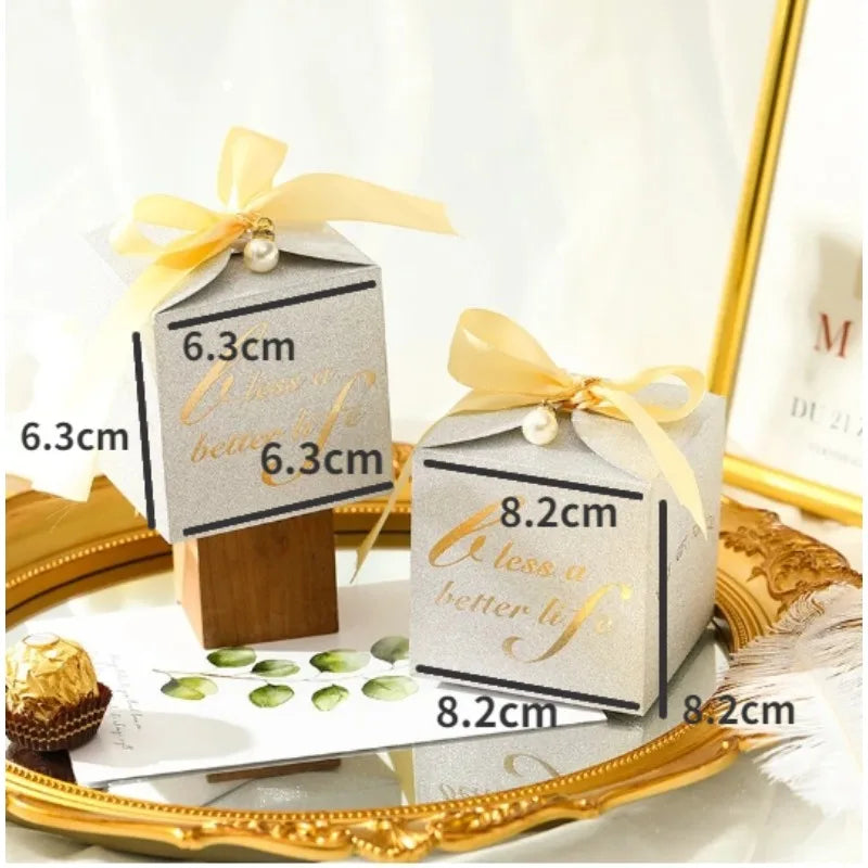 Exquisite Premium Square Gift Box Ribbon Wedding Party High Quality