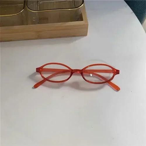 Retro Oval Glasses Women Girls Y2K Red Green Frame Glass Eyewear