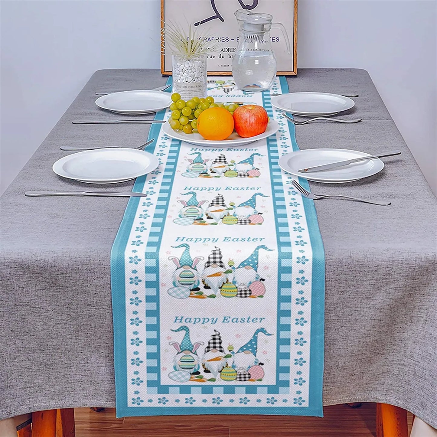 Gnome Easter Cotton Print Table Runner