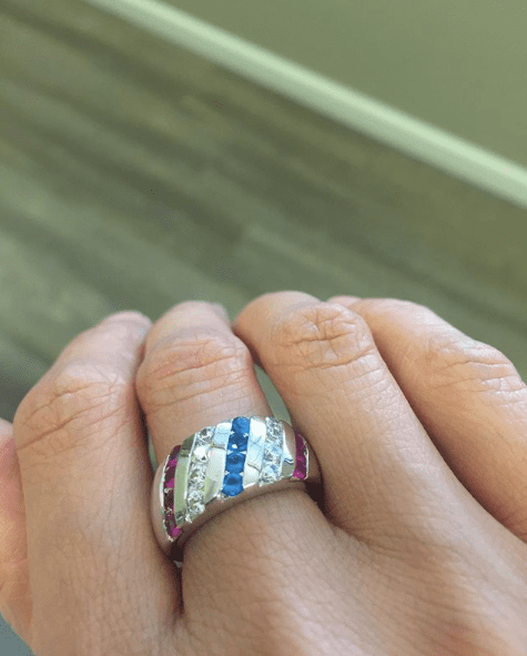 Patriotic Red White and Blue Stone Striped Ring
