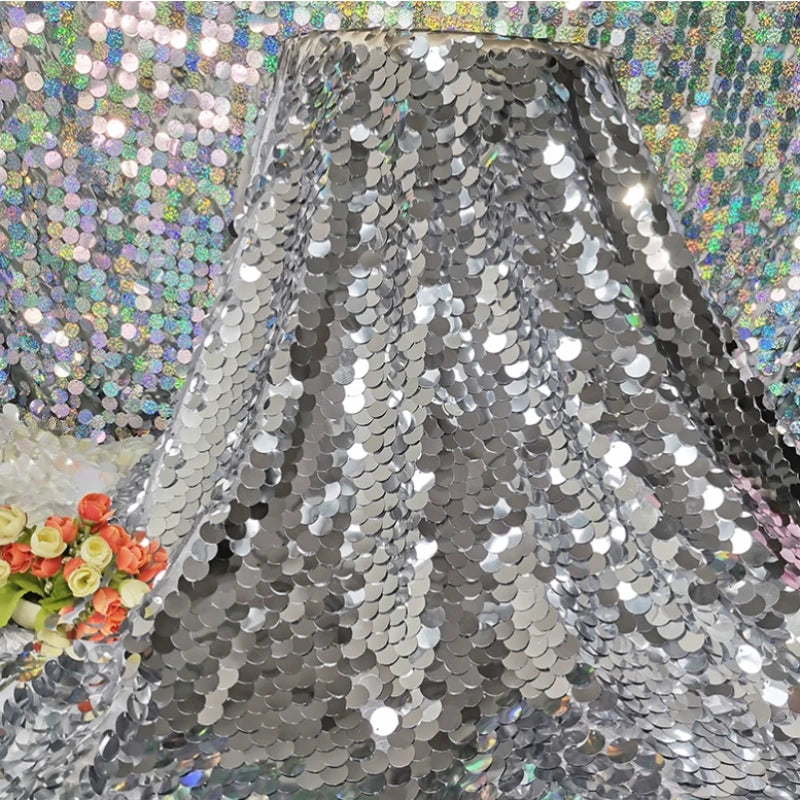 Dreamy Imitation Mermaid Scale Round Sequin Fabric