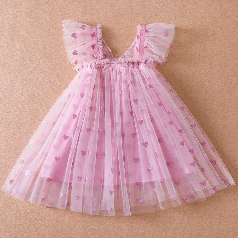 Elegant Girl Dress Kids Sleeveless with Butterfly Wings Princess Dress