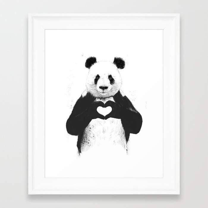All you need is love Panda W/Heart Frame