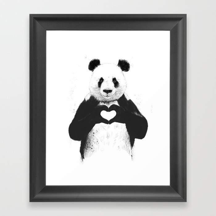 All you need is love Panda W/Heart Frame
