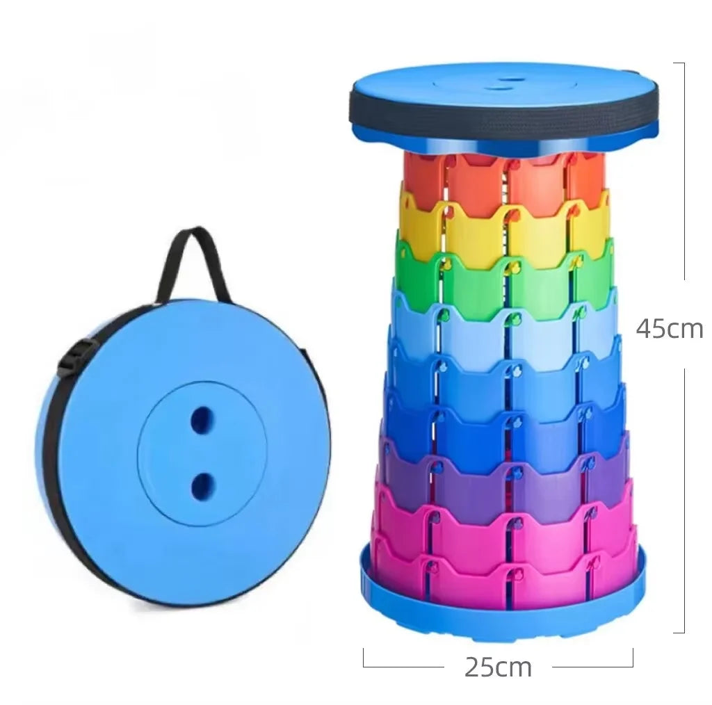 Folding Stool Outdoor Portable Chair Retractable Adjustable Bench Camping, Fishing Multi-scene Applicable