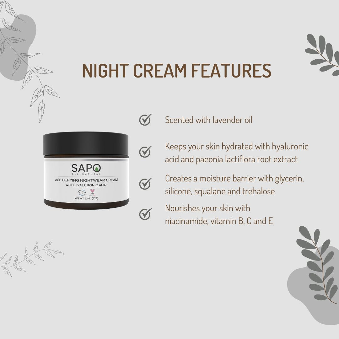Sapo All Natural Night Cream with Hyaluronic Acid, Niacinamide and
