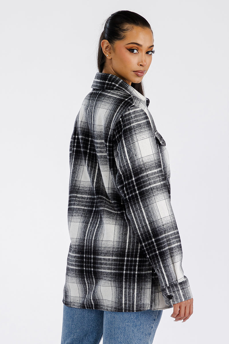Boyfriend Oversized Soft Flannel Blk/Grey/Wht