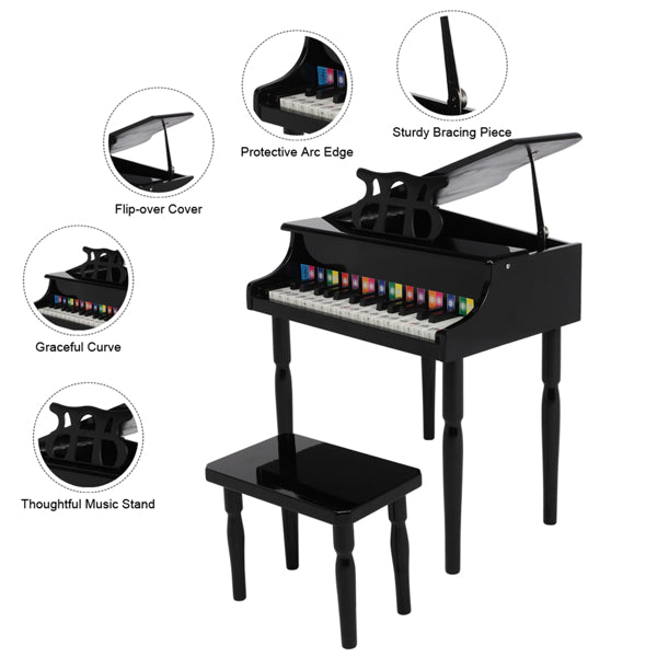 30-key Children's Wooden Piano with Music Stand
