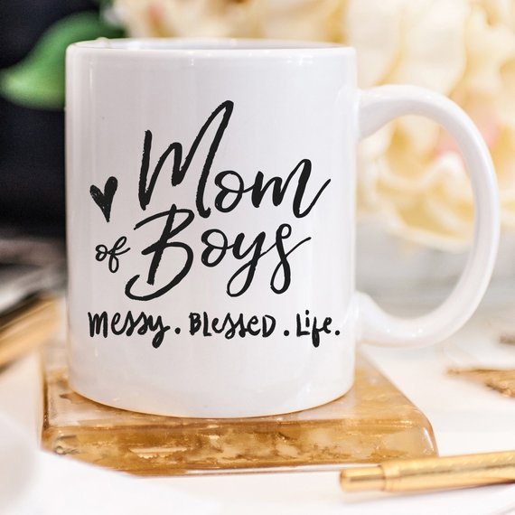 MOM OF BOYS MESSY.BLESSED.LIFE. COFFE MUG