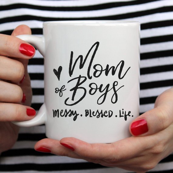 MOM OF BOYS MESSY.BLESSED.LIFE. COFFE MUG