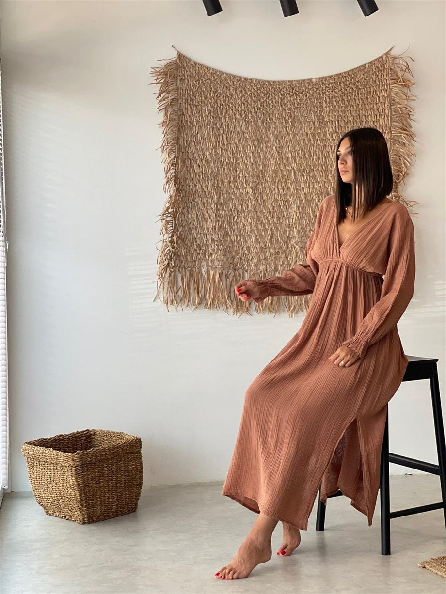 HANDMADE ORGANIC LONG SLEEVE COTTON DRESS