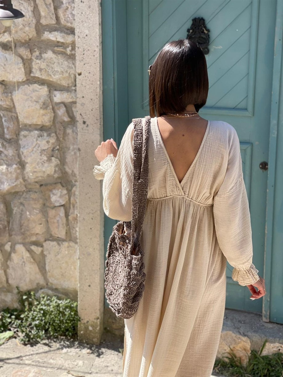 HANDMADE ORGANIC LONG SLEEVE COTTON DRESS
