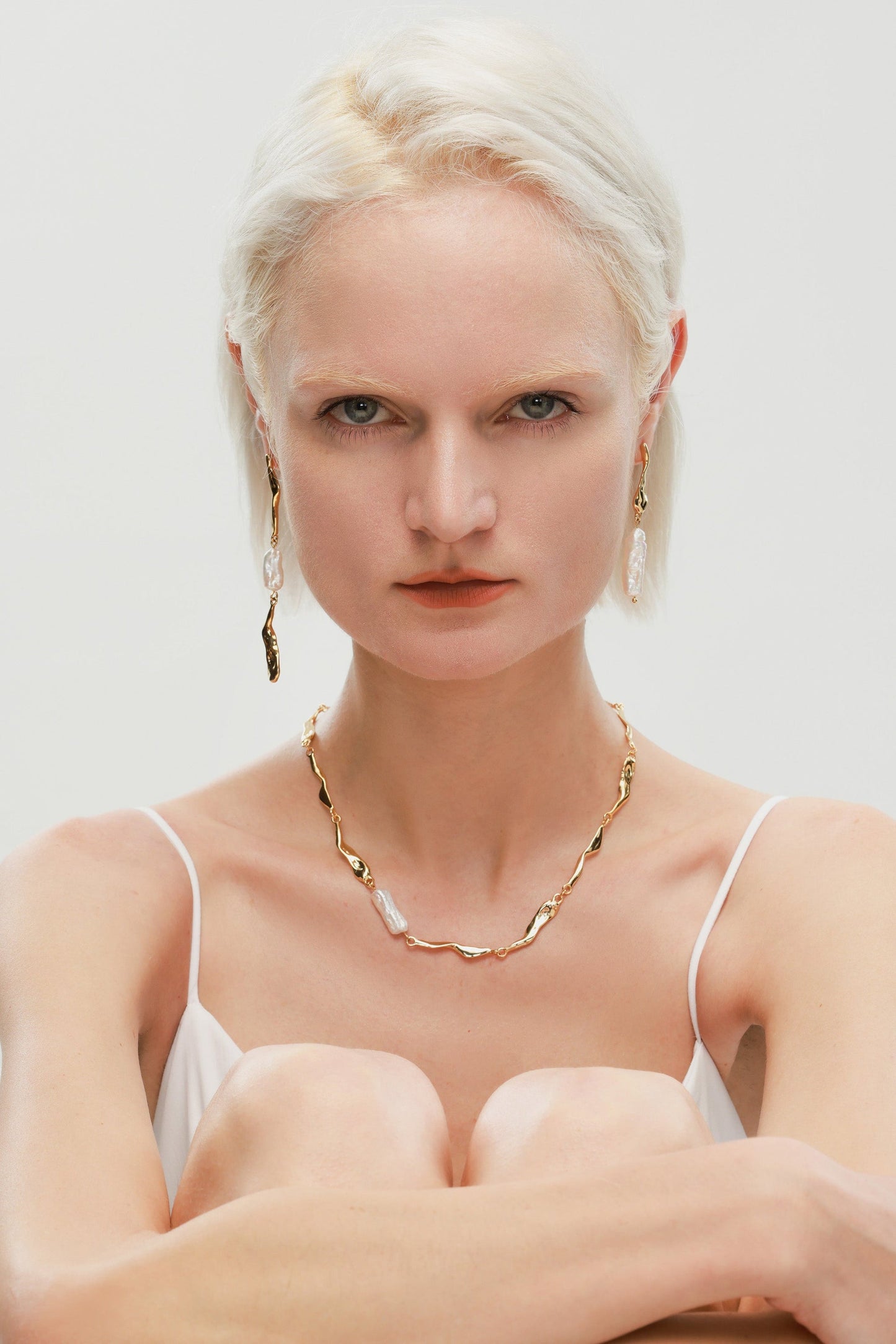 Gold Molten Baroque Pearl Necklace