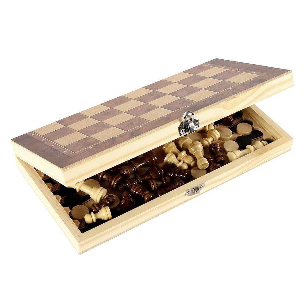 Foldable Wooden Chess Set Travel Board Game
