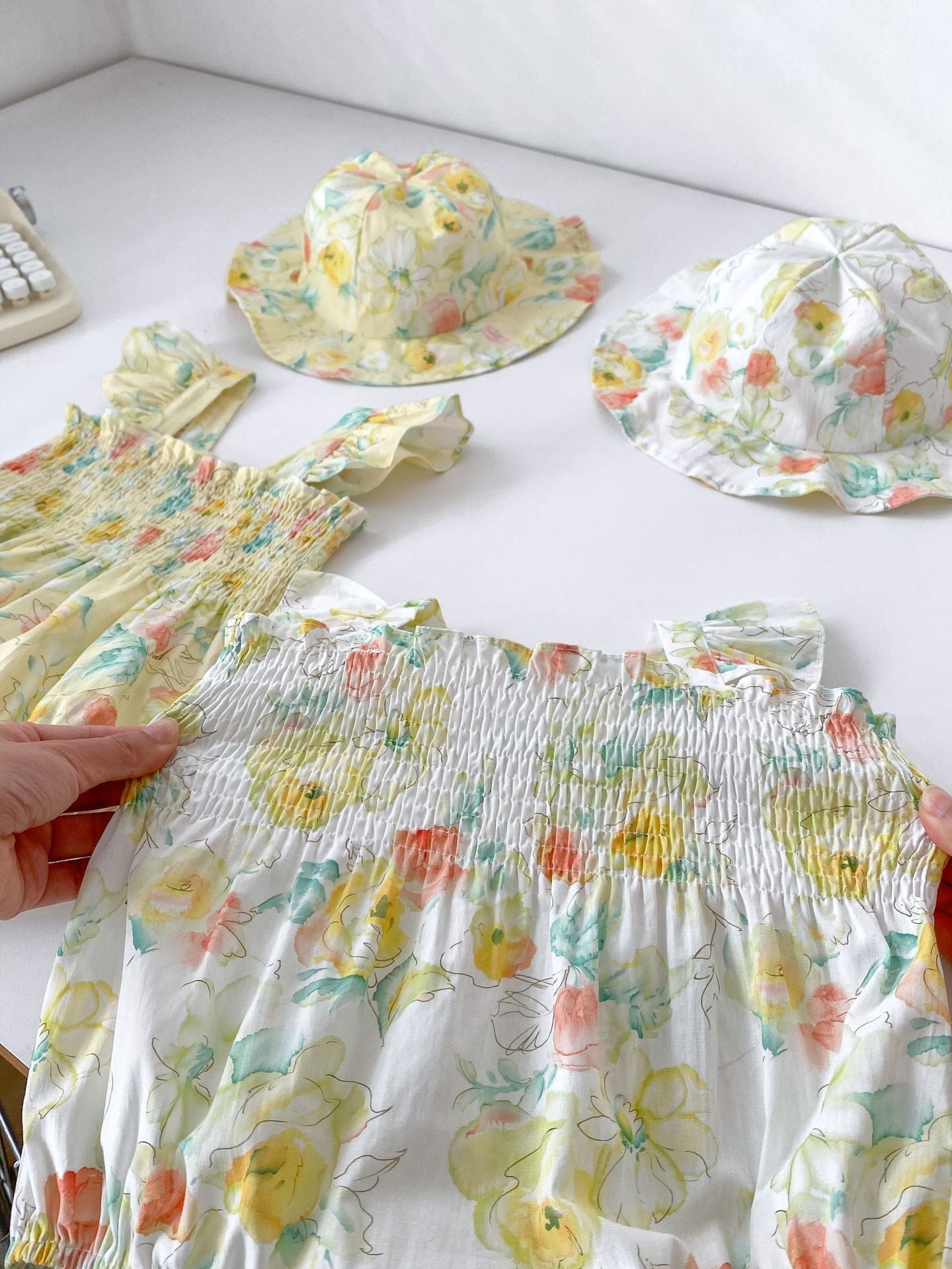 Baby Girls Floral Sleeveless Square Neck Romper