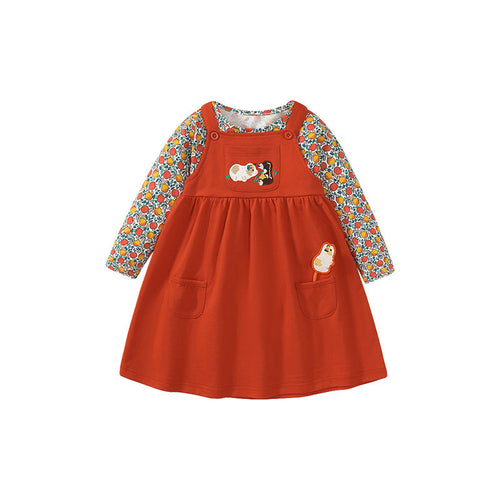 Vintage Style Floral Pattern Shirt & Strap Dress Sets