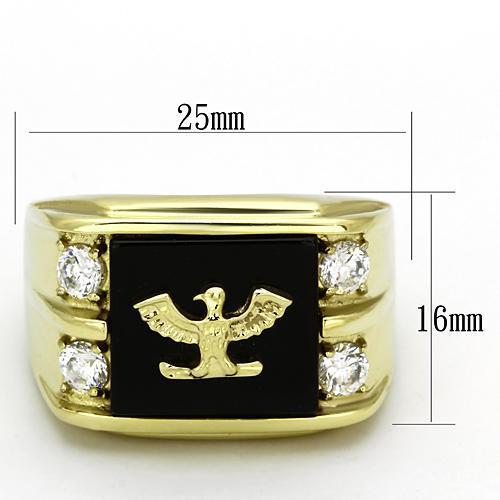 TK793 - IP Gold(Ion Plating) Stainless Steel Ring with Semi-Precious