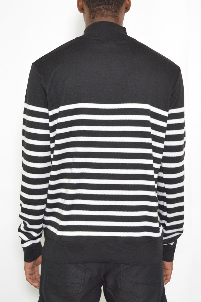 Mens  STRIPE 3/4 Zipper Pullover