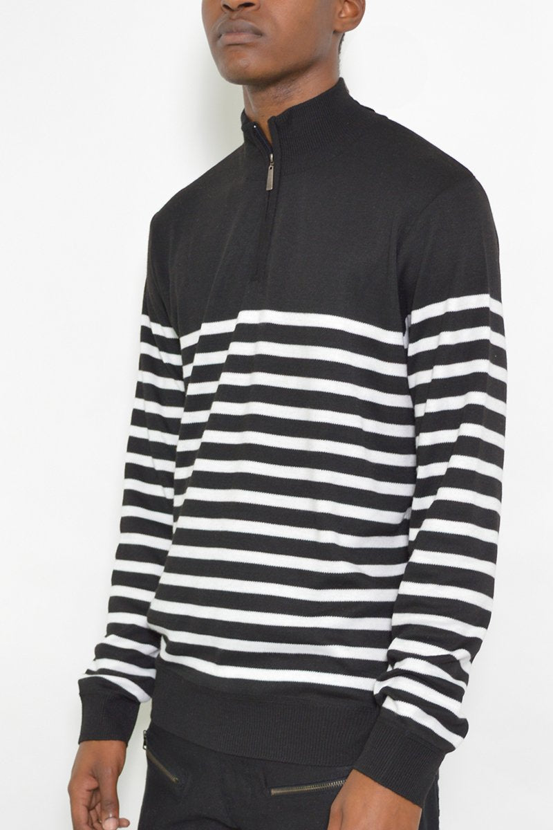 Mens  STRIPE 3/4 Zipper Pullover