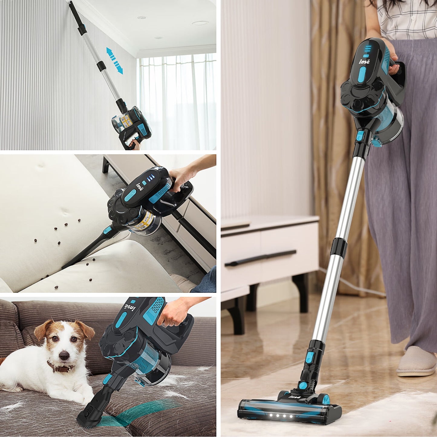INSE Cordless Vacuum Cleaners, 6-in-1 Stick Vacuum for Floor Pet Hair Home, V770
