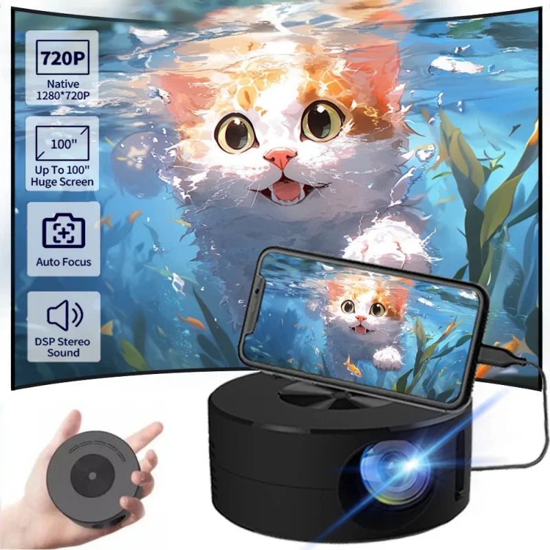 YT200 Smart Projector LED HD TV Video Projector For 4K 1500 Lumens