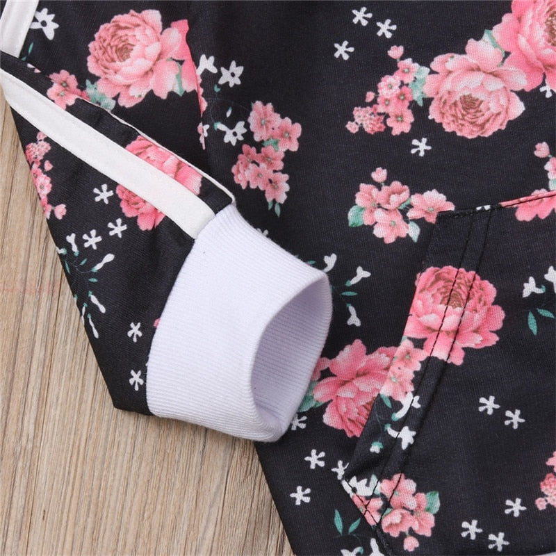 3- 7 Years Kids Baby Girl Clothes Set Floral Print Long Sleeve