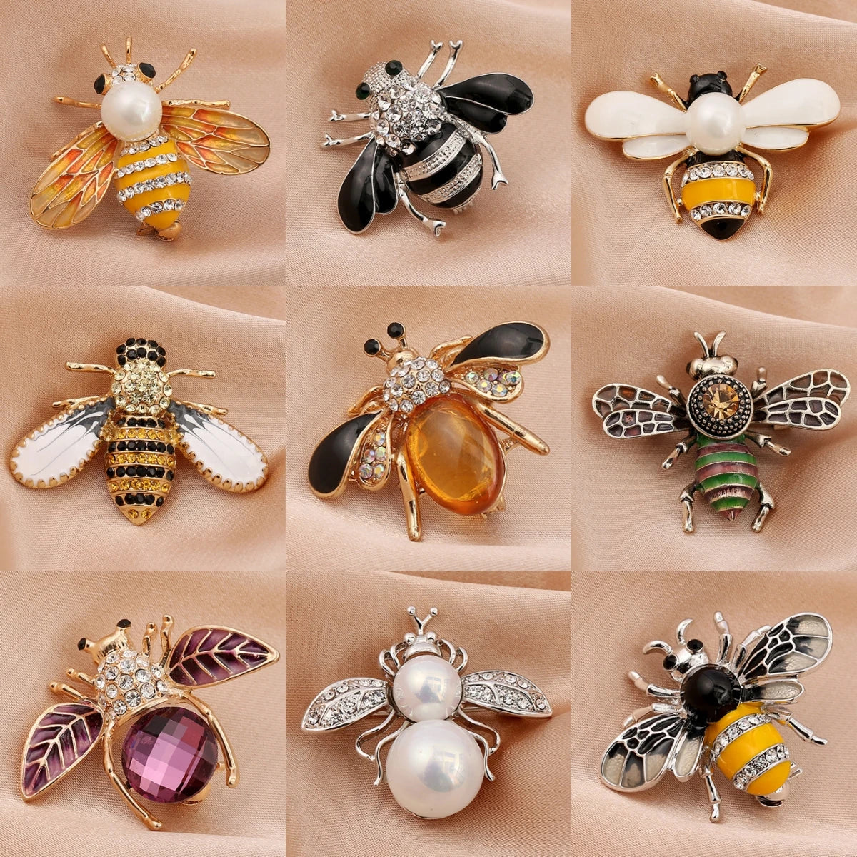 1PC Women's Fashion Trend Personalized Imitation Pearl Bee Brooch Pin