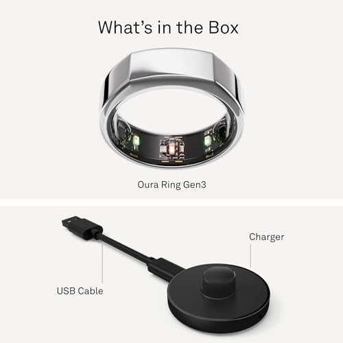 OURA SILVER RING GEN3 HORIZON HEART RATE- FITNESS TRACKER- 5-7 DAY BATTERY LIFE